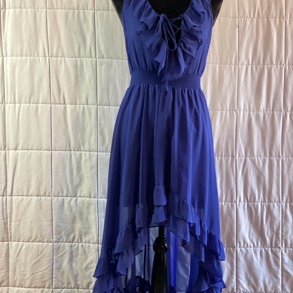 Electric Blue Frilly ArdenB High Low Dress with Ruffled Hem Size XS